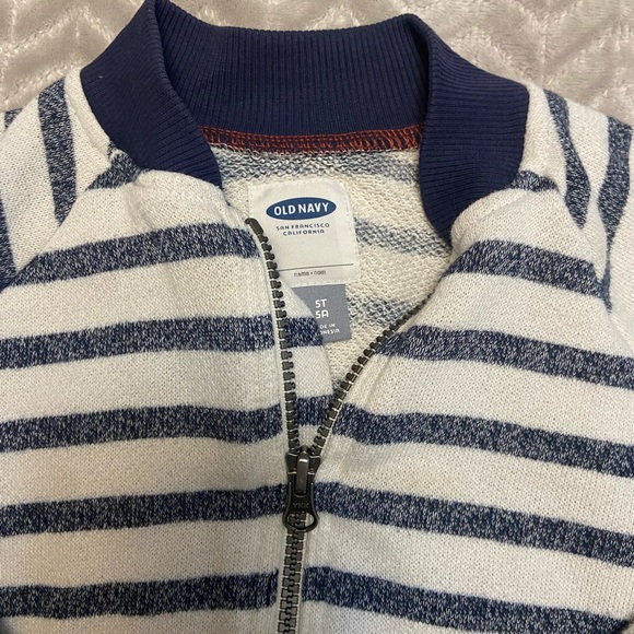 5T Boys Striped Zip Up Sweater - Picture 2 of 4